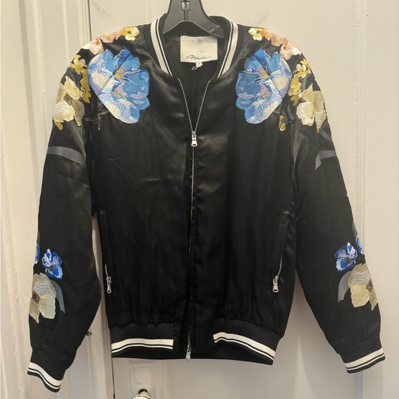 Black Phillip Lim Floral Bomber Jacket Size 0 - Picture 2 of 5